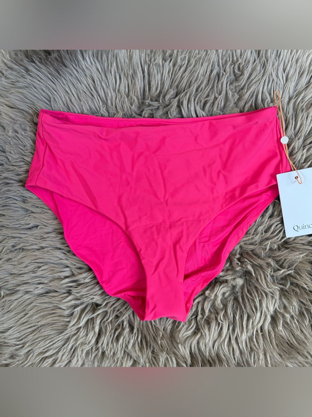 New Quince Italian High Rise Bikini Bottom Hot Pink Small NWT Lined